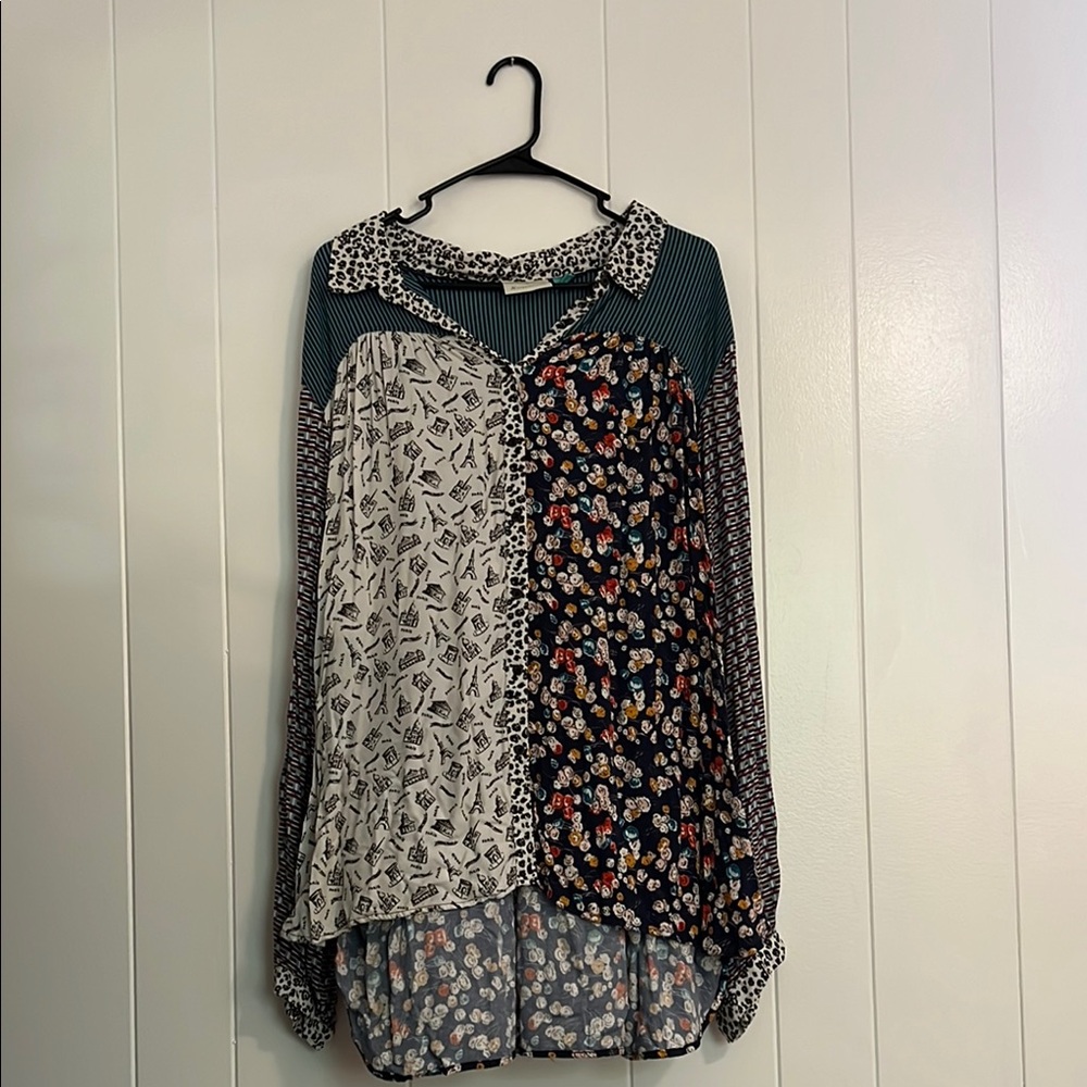Anthropologie White and Black Blouse